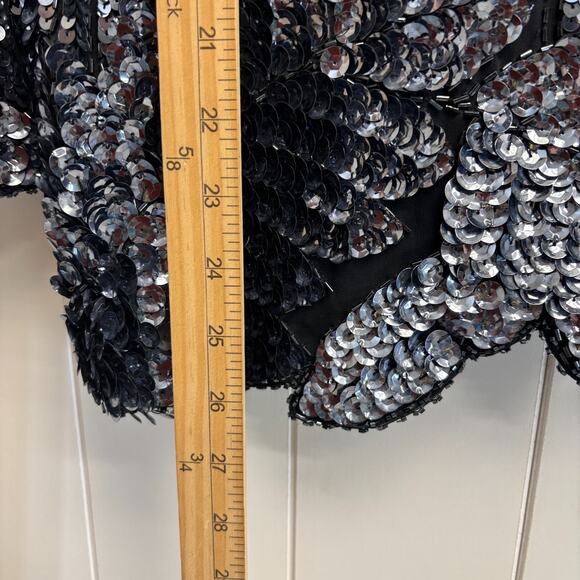 Vintage Three Flaggs Womens Glam Sequins Silk Old Money Top Size S Cocktail - Picture 5 of 7